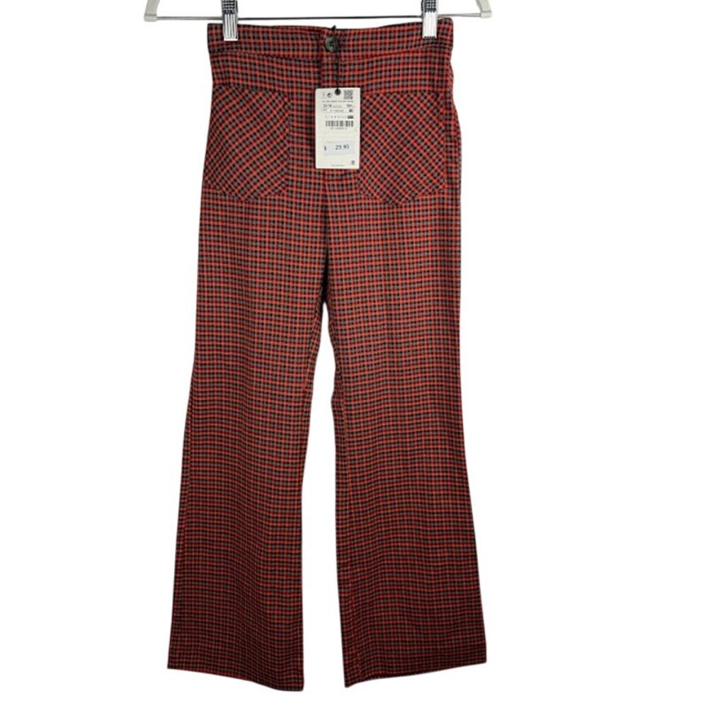 ZARA Girls Plaid Wide Leg‎ Pants Red Black Check Size 13–14 NWT $30 Retail